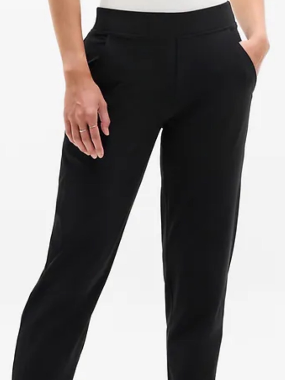 Athleta Black Straight-Leg Pull-On Pants with Side Pockets